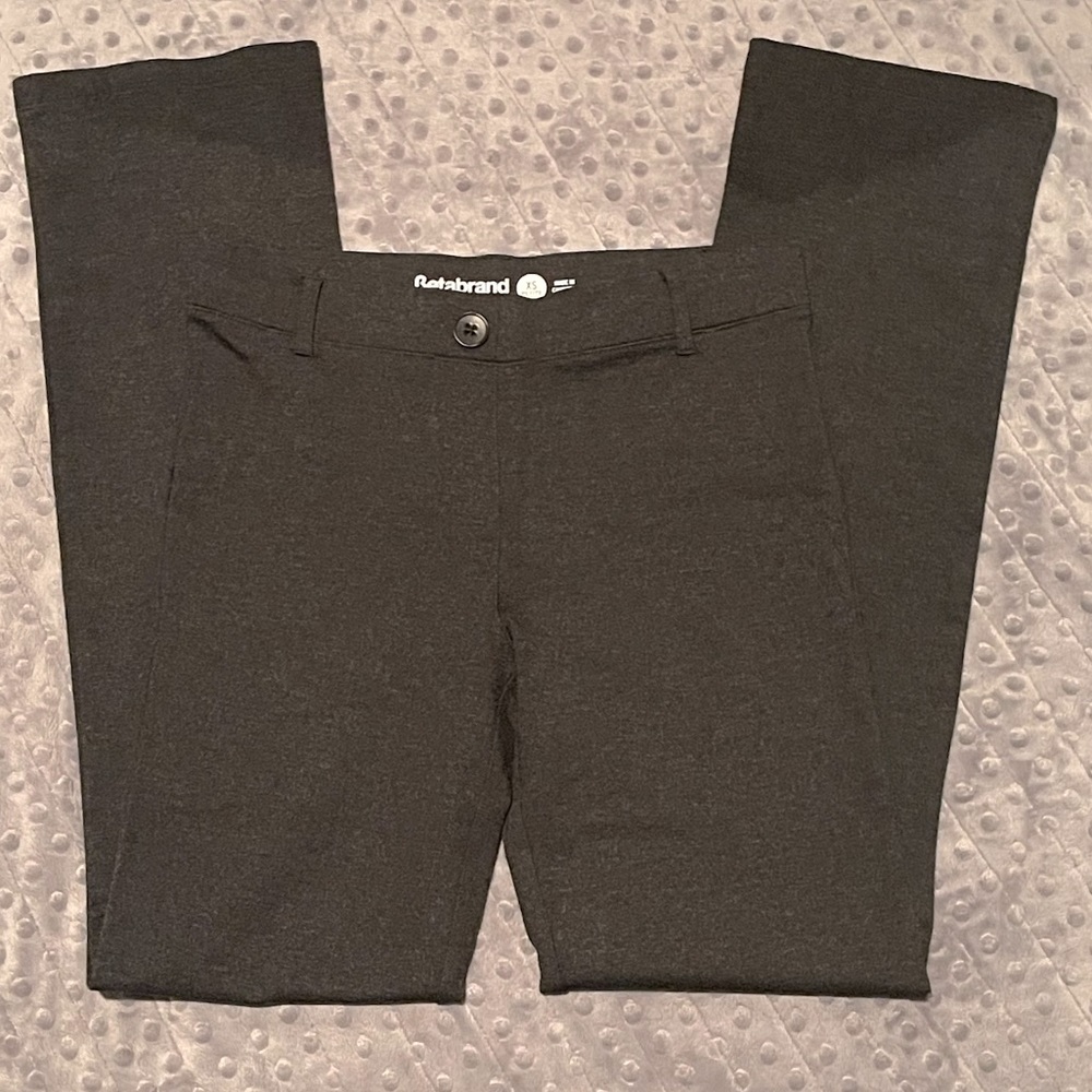 Charcoal grey Betabrand straight leg yoga dress pants, XSP